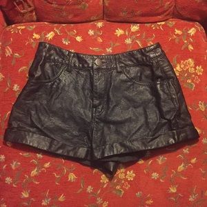 High Waisted Faux Leather Shorts